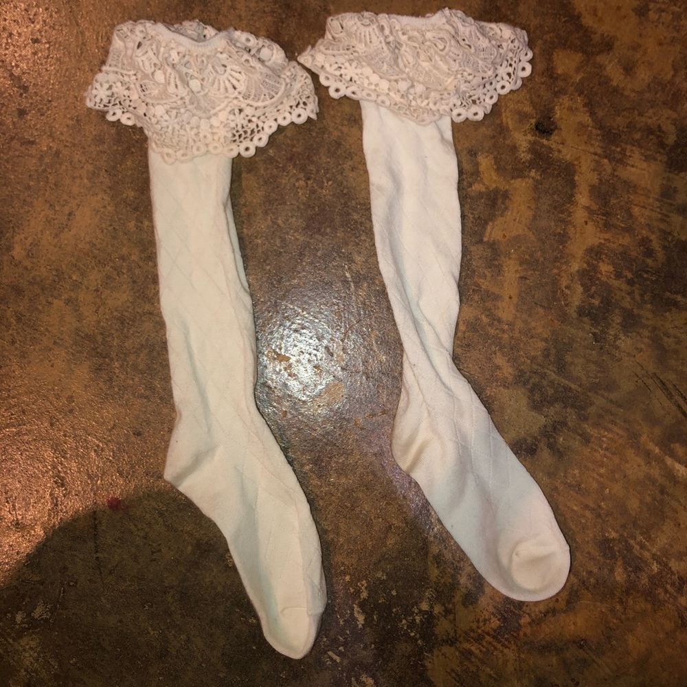 Cream Lace Boot Socks